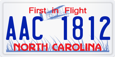 NC license plate AAC1812
