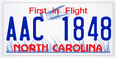 NC license plate AAC1848