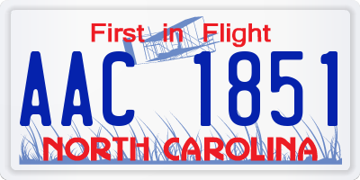 NC license plate AAC1851