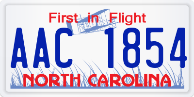 NC license plate AAC1854