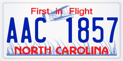 NC license plate AAC1857
