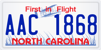 NC license plate AAC1868