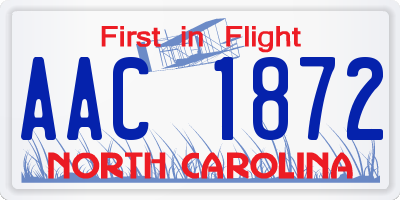 NC license plate AAC1872