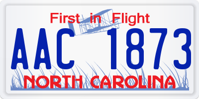 NC license plate AAC1873