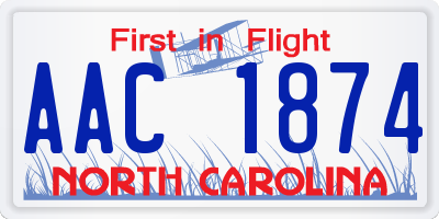 NC license plate AAC1874
