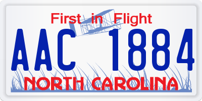 NC license plate AAC1884
