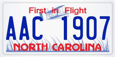 NC license plate AAC1907
