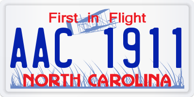 NC license plate AAC1911