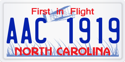 NC license plate AAC1919