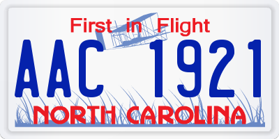 NC license plate AAC1921
