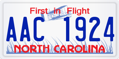 NC license plate AAC1924
