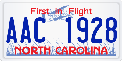 NC license plate AAC1928