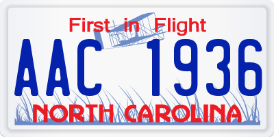 NC license plate AAC1936