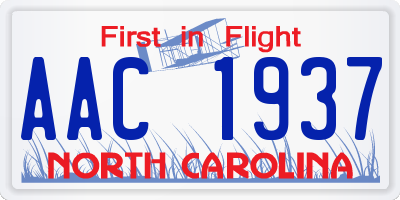 NC license plate AAC1937