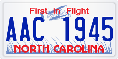 NC license plate AAC1945