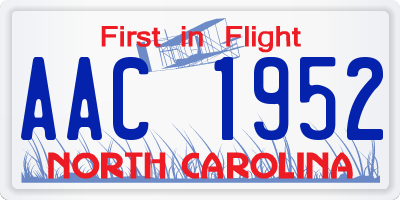 NC license plate AAC1952