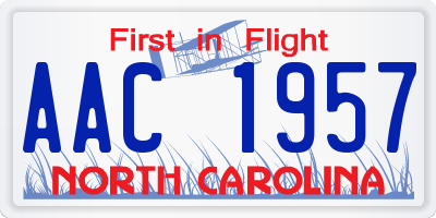 NC license plate AAC1957