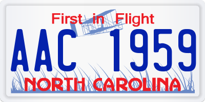 NC license plate AAC1959