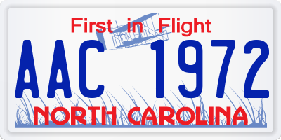 NC license plate AAC1972