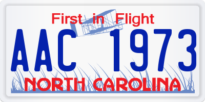 NC license plate AAC1973
