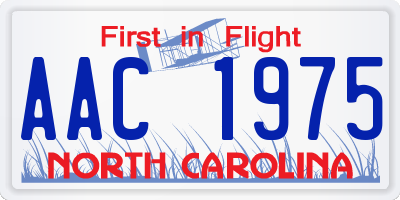 NC license plate AAC1975