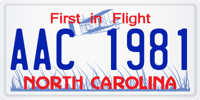 NC license plate AAC1981