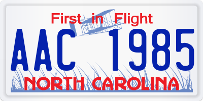 NC license plate AAC1985