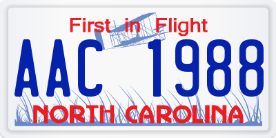 NC license plate AAC1988
