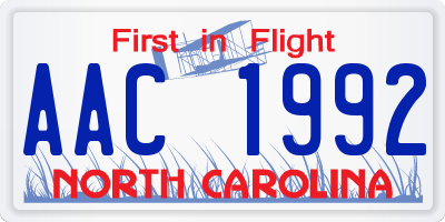 NC license plate AAC1992