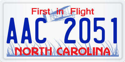 NC license plate AAC2051