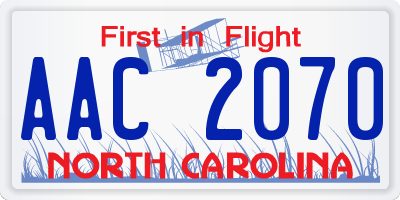 NC license plate AAC2070