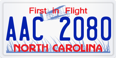 NC license plate AAC2080