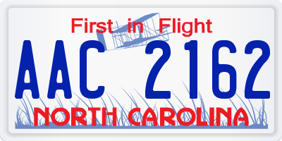NC license plate AAC2162