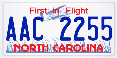 NC license plate AAC2255