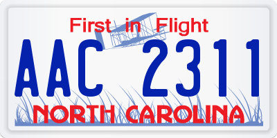NC license plate AAC2311