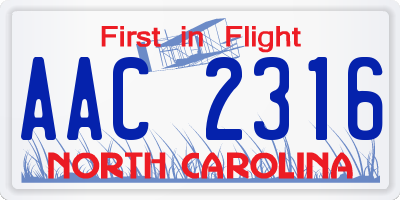 NC license plate AAC2316