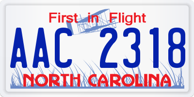 NC license plate AAC2318