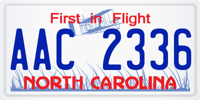 NC license plate AAC2336