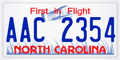 NC license plate AAC2354