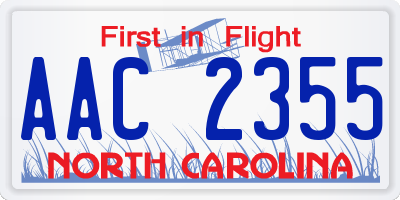 NC license plate AAC2355