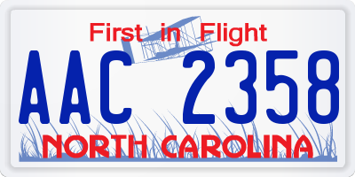 NC license plate AAC2358