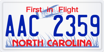 NC license plate AAC2359
