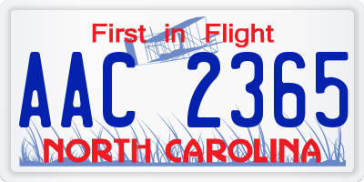 NC license plate AAC2365