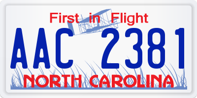 NC license plate AAC2381