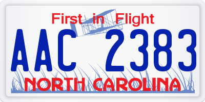 NC license plate AAC2383
