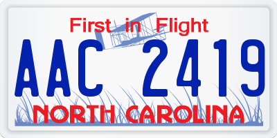 NC license plate AAC2419