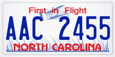 NC license plate AAC2455