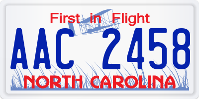 NC license plate AAC2458