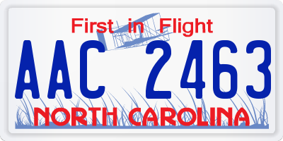 NC license plate AAC2463