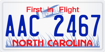 NC license plate AAC2467